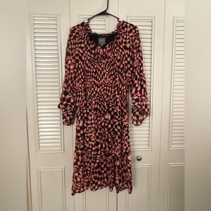 Women’s Multicolor Dress Size 1X, 3/4 Sleeves, Stretch, Round Neck